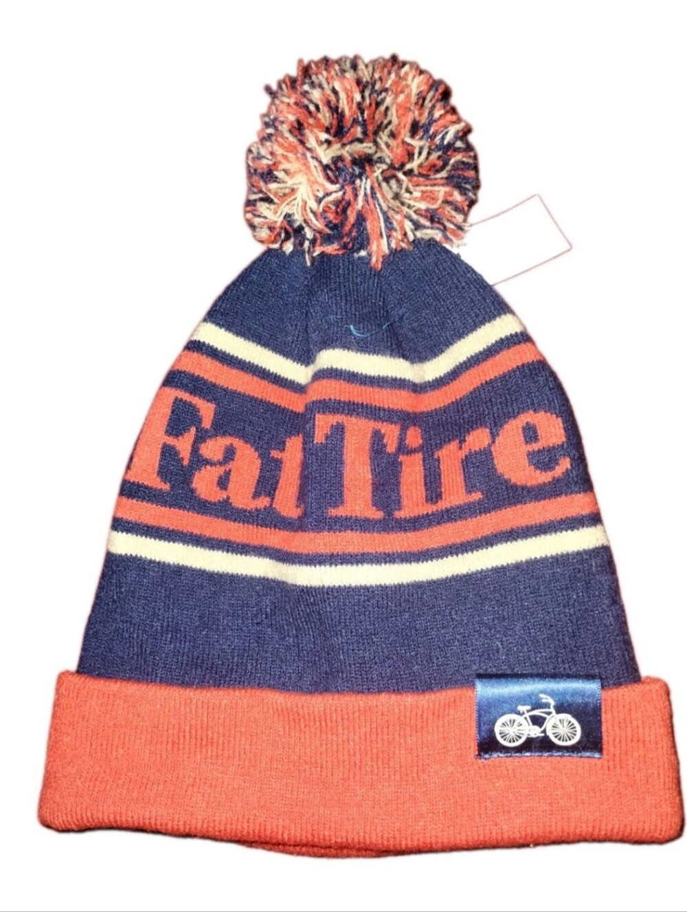 Fat Tire Brewery Puffball Beanie Orange & Blue